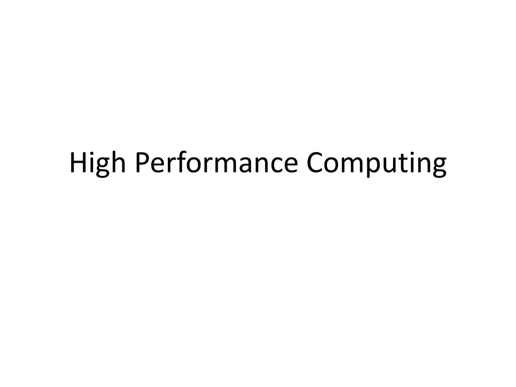 high performance computing n.w