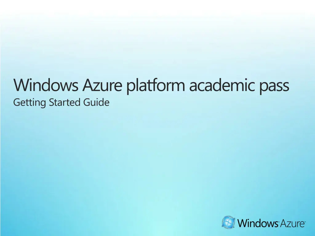 windows azure platform academic pass getting n.w