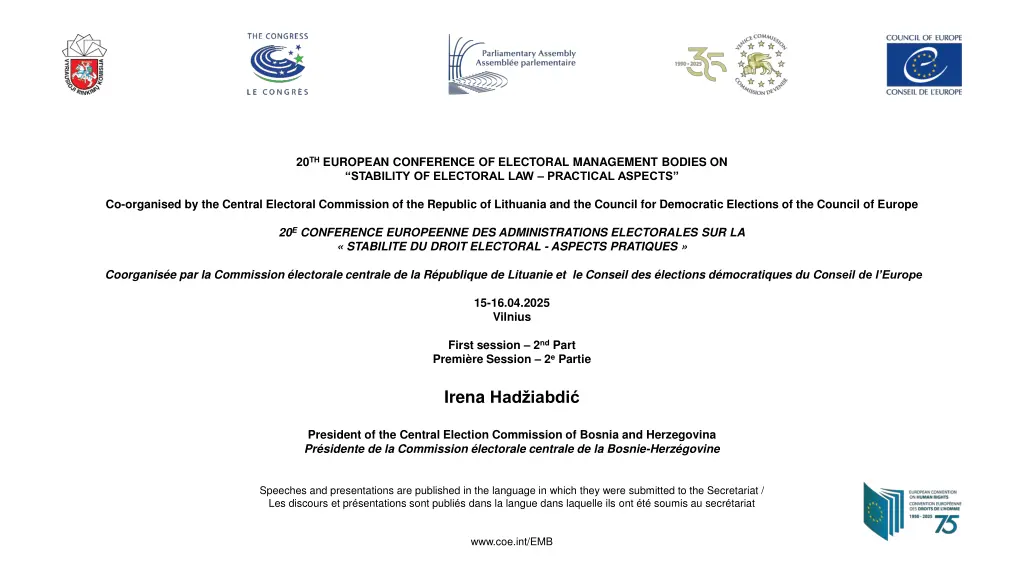 20 th european conference of electoral management n.w
