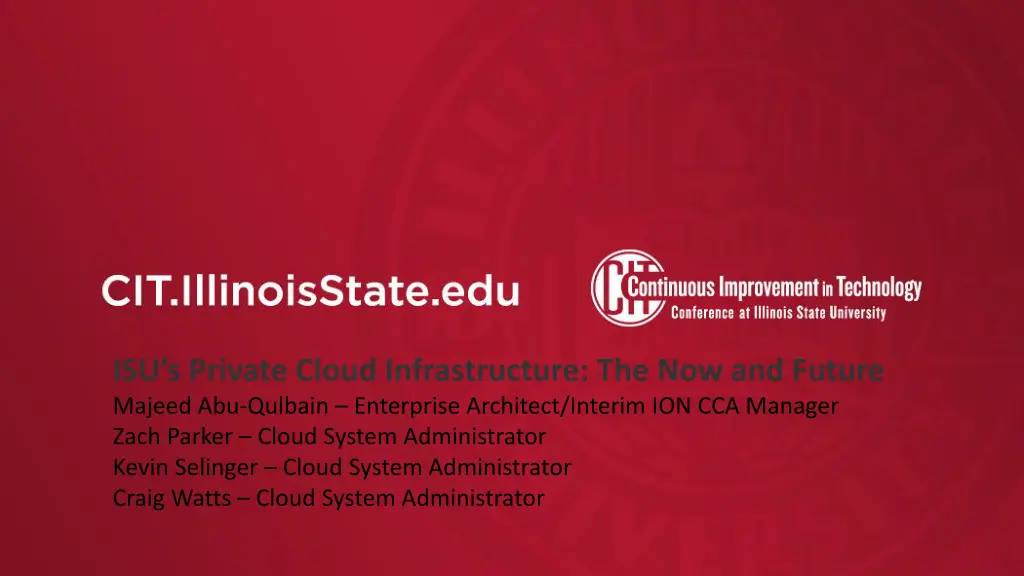 isu s private cloud infrastructure n.w
