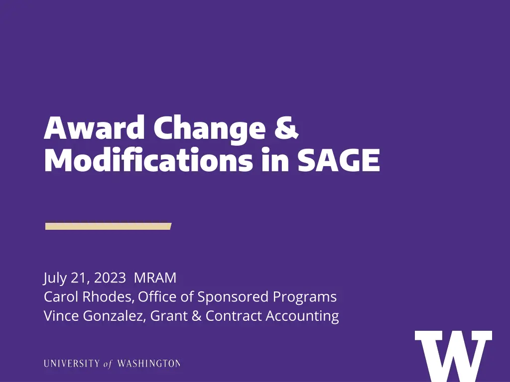 award change modifications in sage n.w