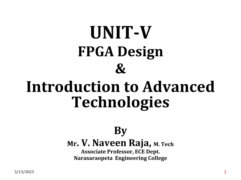 unit v fpga design n.w
