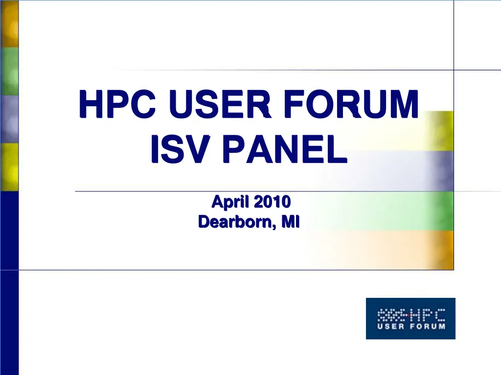 hpc user forum isv panel n.w