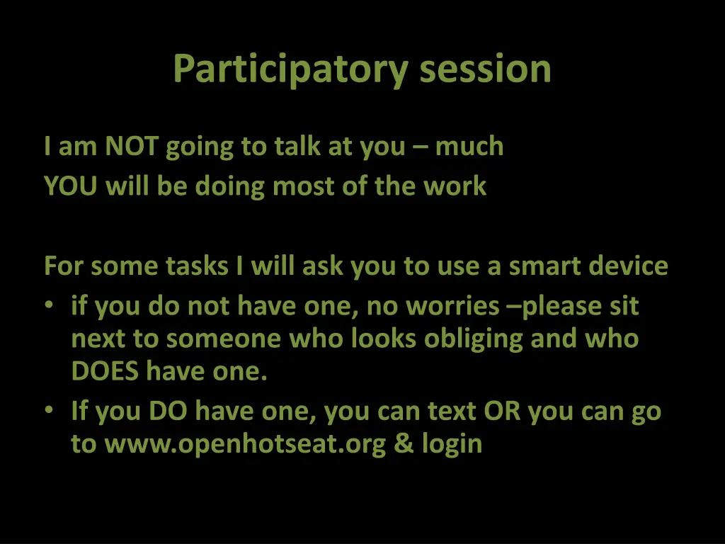 participatory session n.w