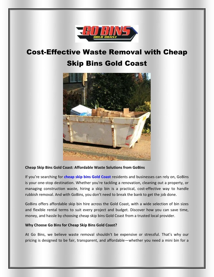 cost effective waste removal with cheap skip bins n.w