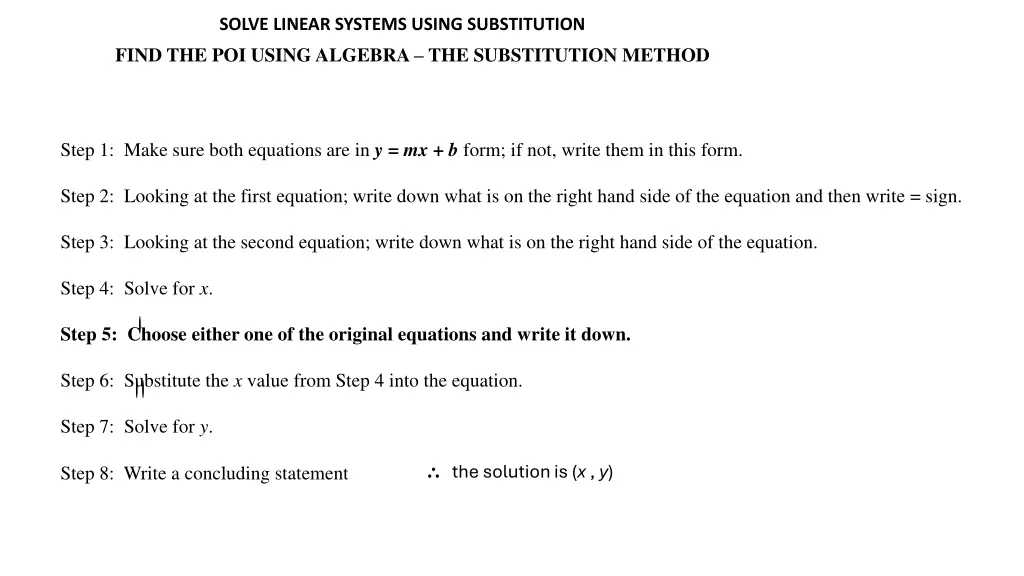 solve linear systems using substitution find n.w
