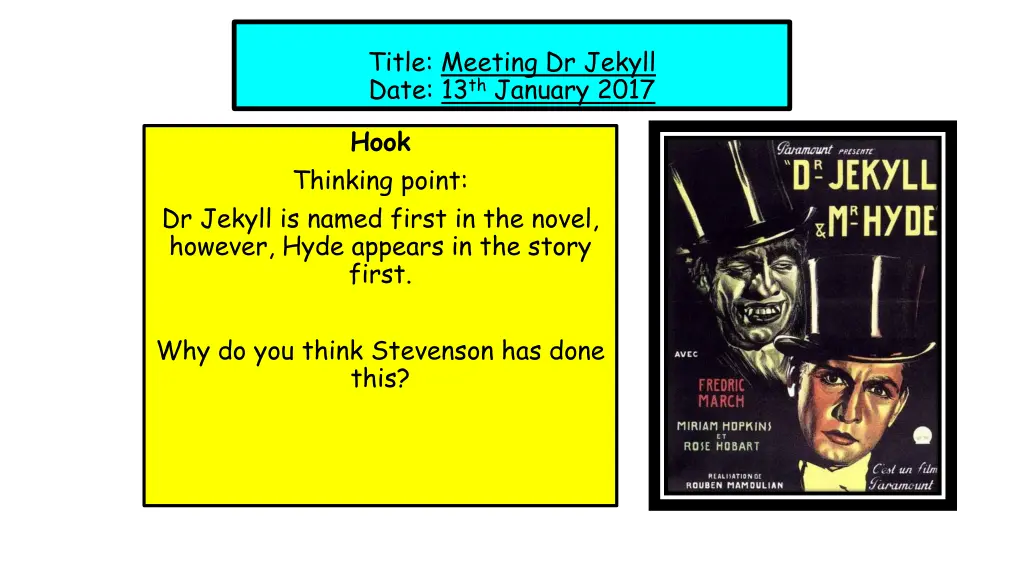 title meeting dr jekyll date 13 th january 2017 n.w