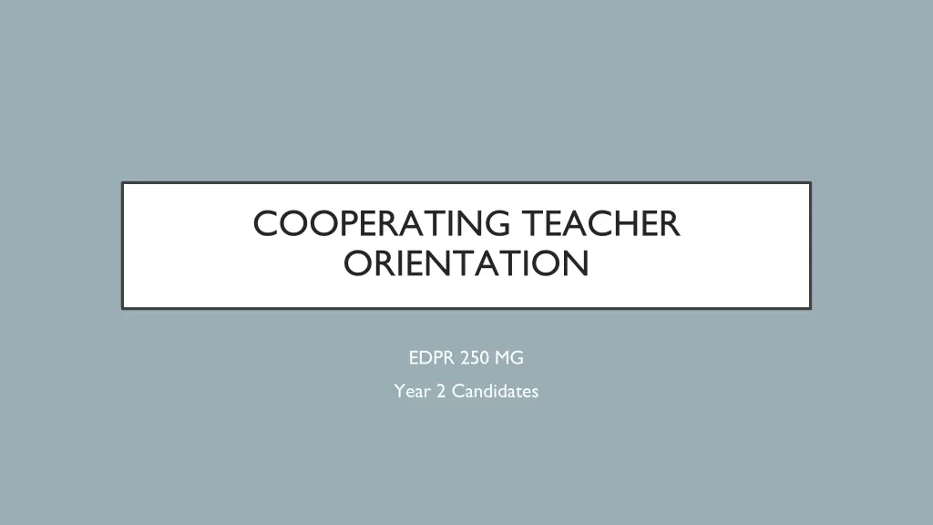 cooperating teacher orientation n.w
