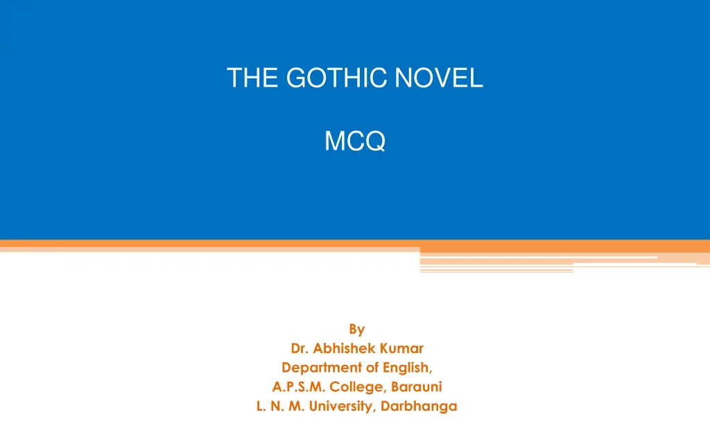 the gothic novel n.w