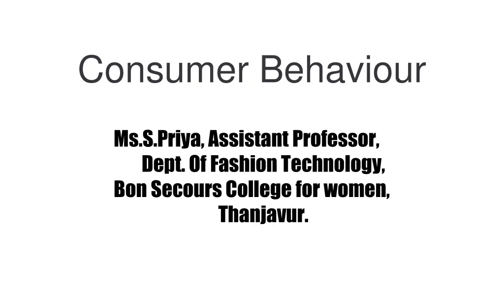 consumer behaviour n.w