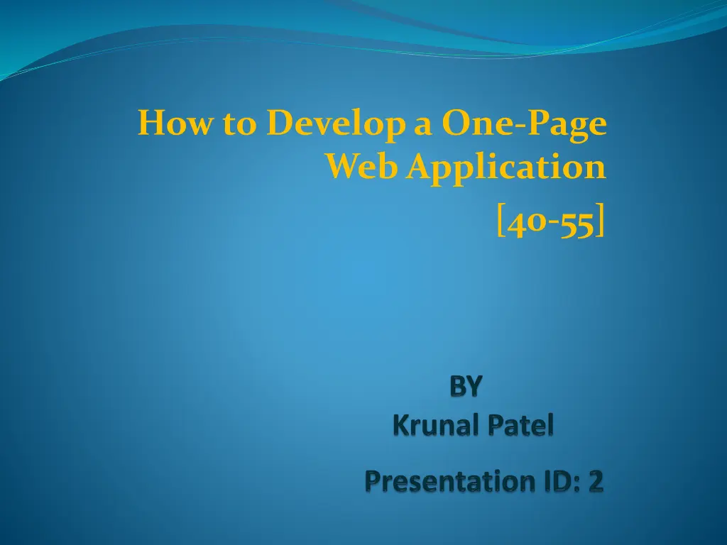how to develop a one page web application n.w