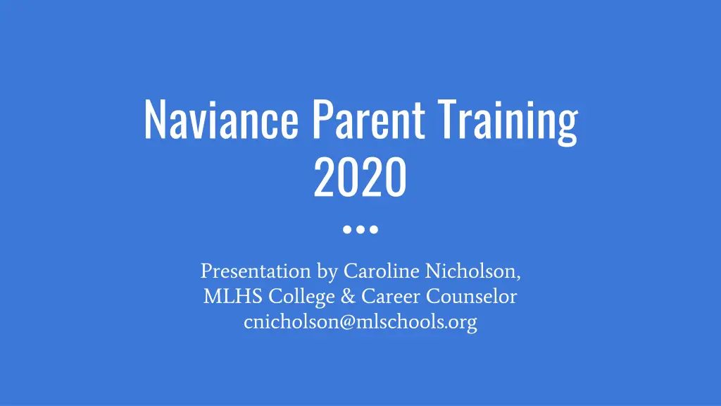 naviance parent training 2020 n.w