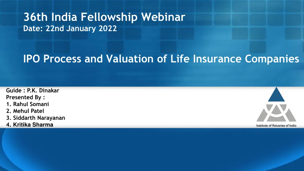 36th india fellowship webinar date 22nd january n.w