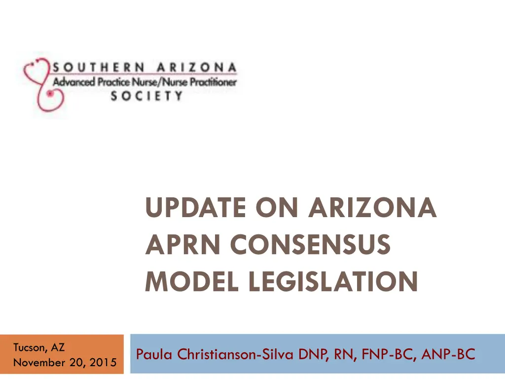 update on arizona aprn consensus model legislation n.w