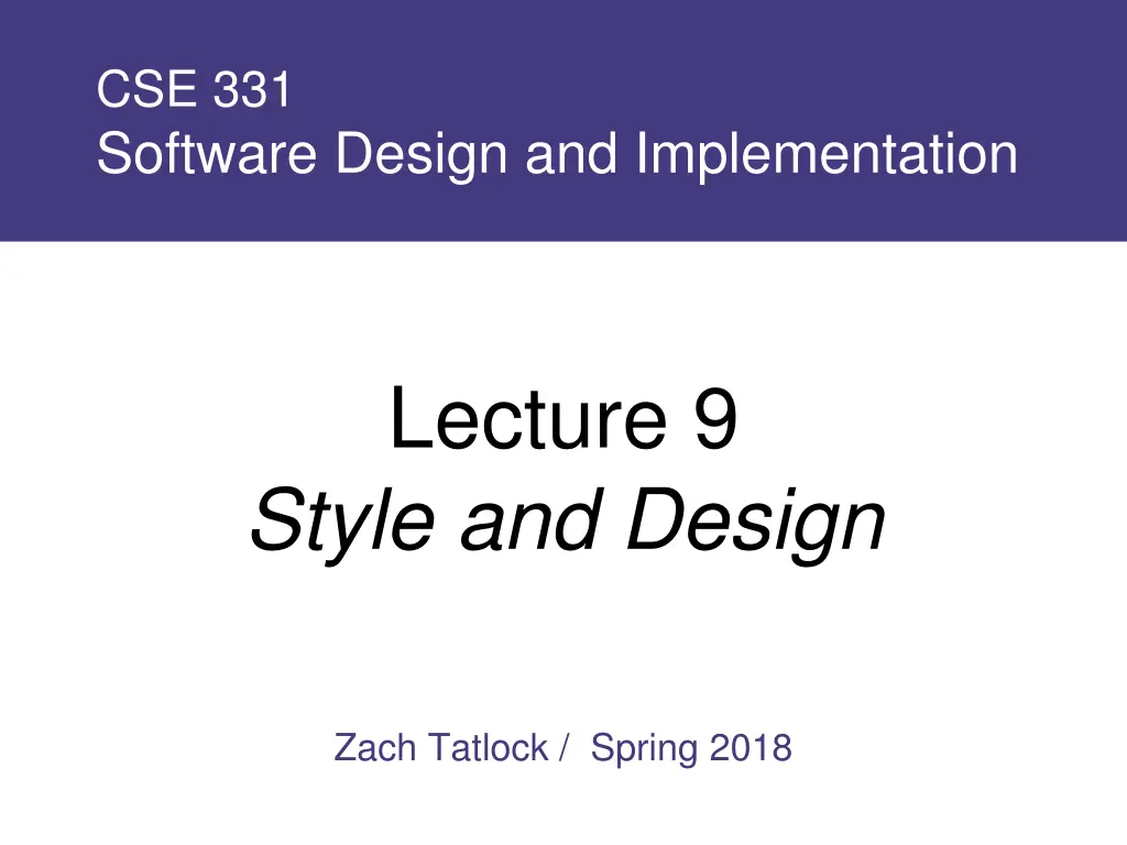 cse 331 software design and implementation n.w