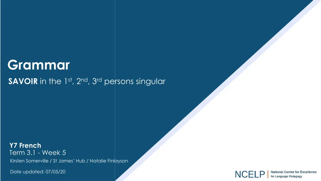 grammar savoir in the 1 st 2 nd 3 rd persons n.w