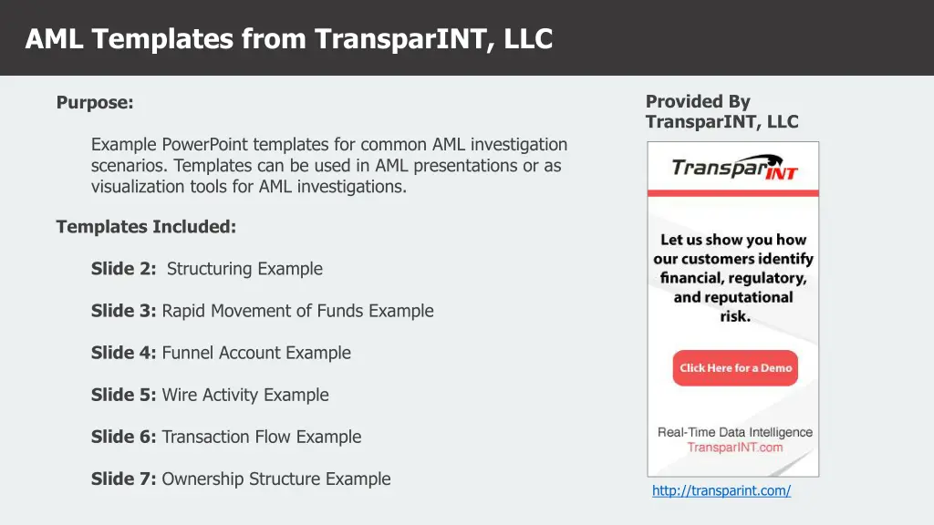 aml templates from transparint llc n.w