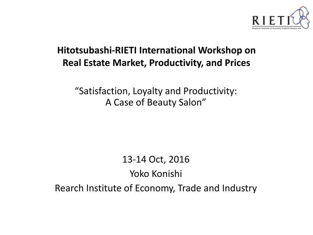 hitotsubashi rieti international workshop on real n.w