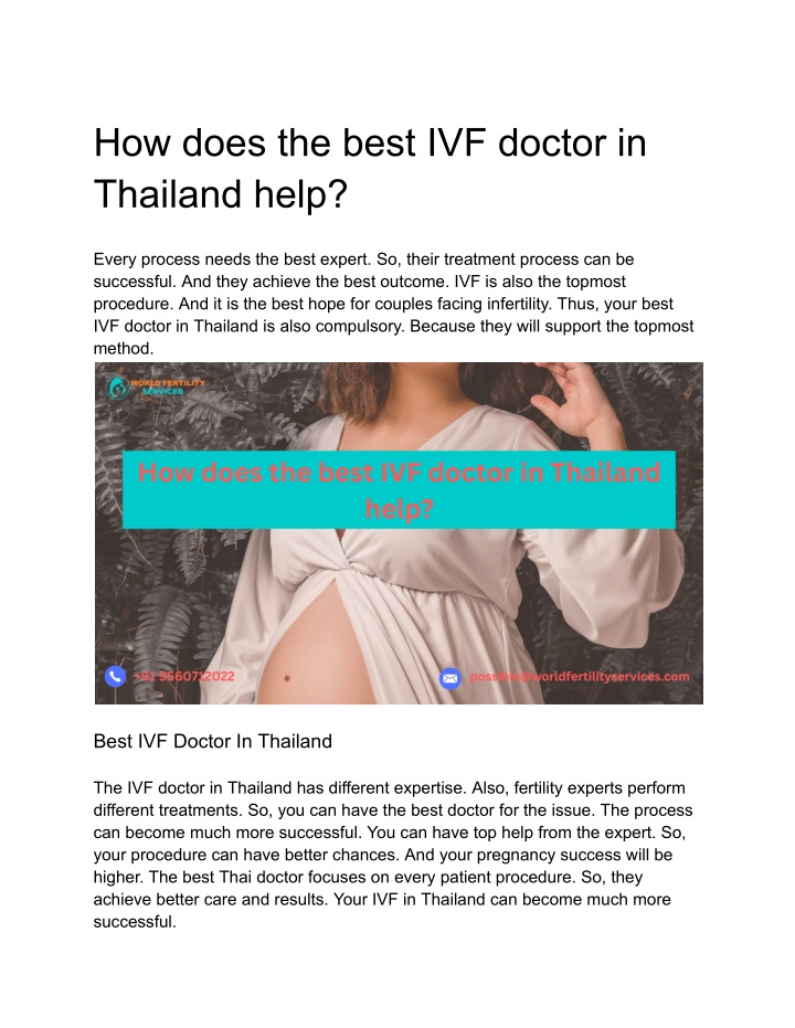 how does the best ivf doctor in thailand help n.w