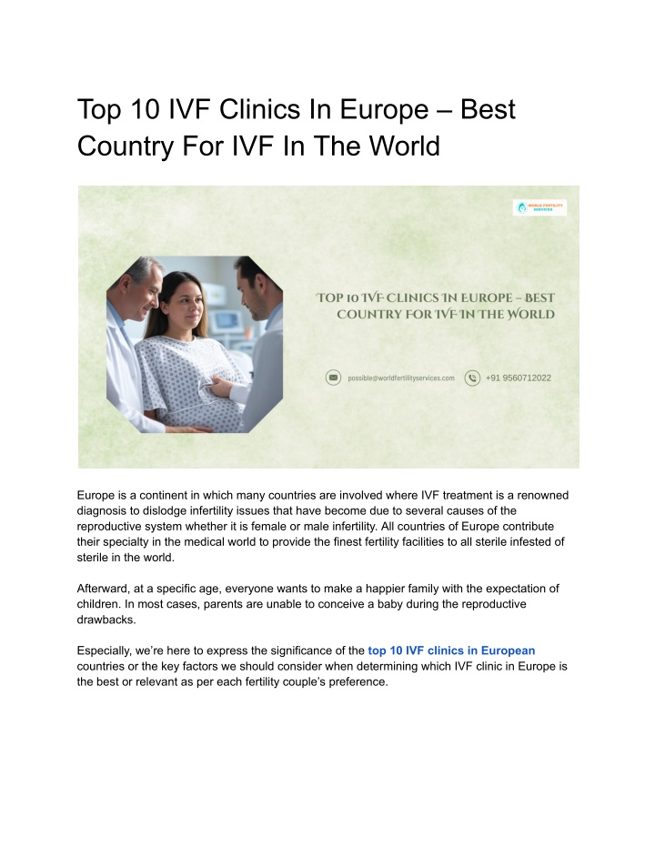 top 10 ivf clinics in europe best country n.w