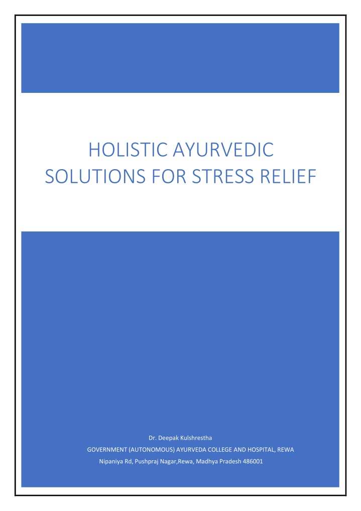 holistic ayurvedic solutions for stress relief n.w