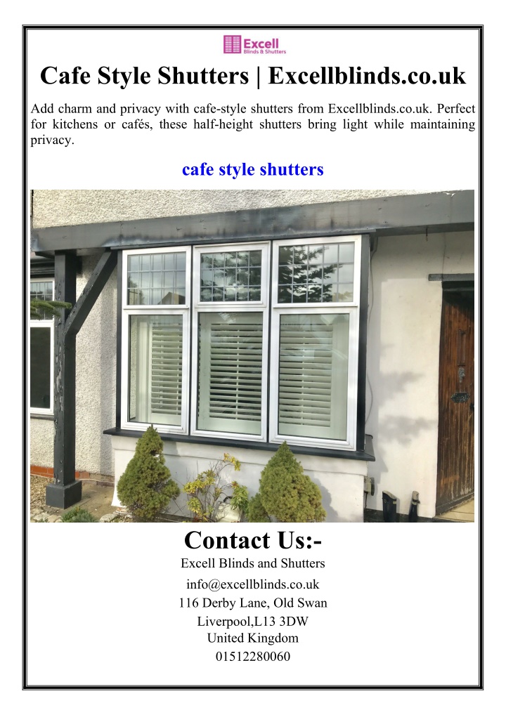 cafe style shutters excellblinds co uk n.w
