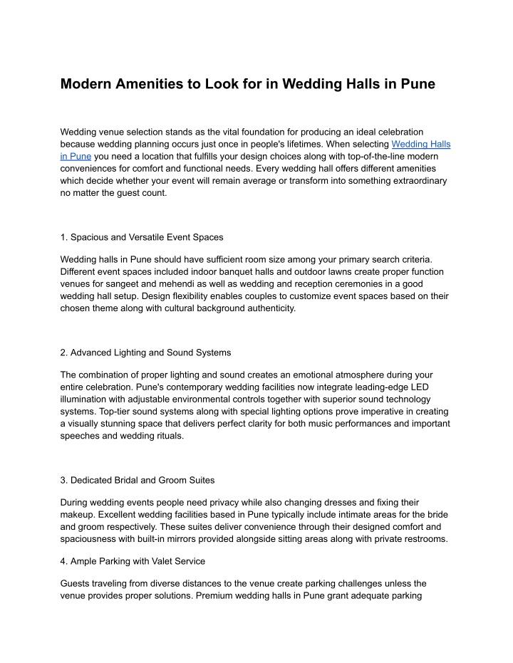 modern amenities to look for in wedding halls n.w