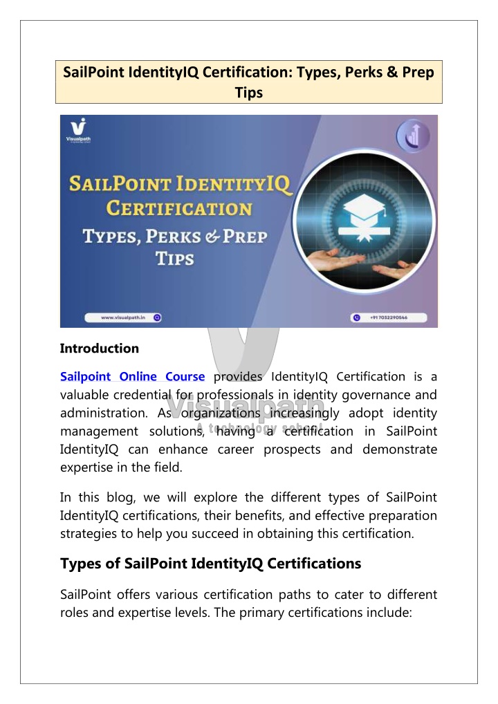 sailpoint identityiq certification types perks n.w
