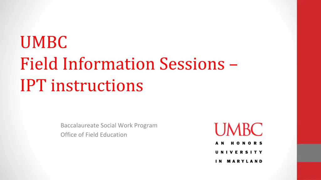umbc field information sessions ipt instructions n.w