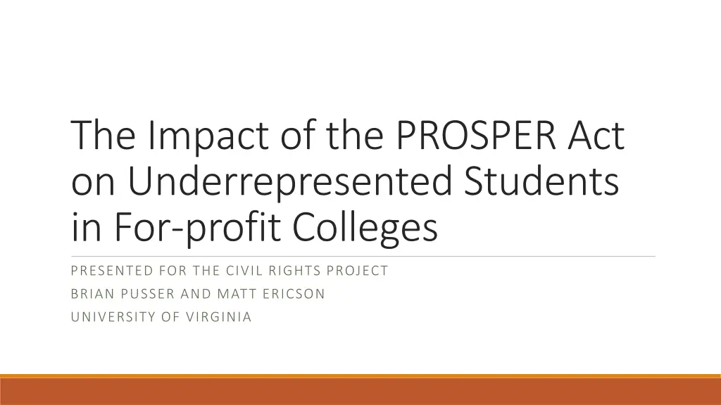 the impact of the prosper act on underrepresented n.w