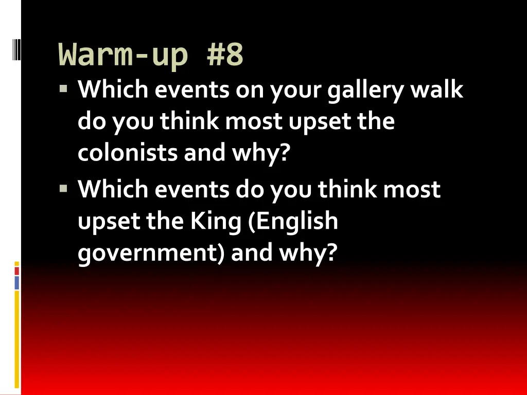 warm up 8 which events on your gallery walk n.w