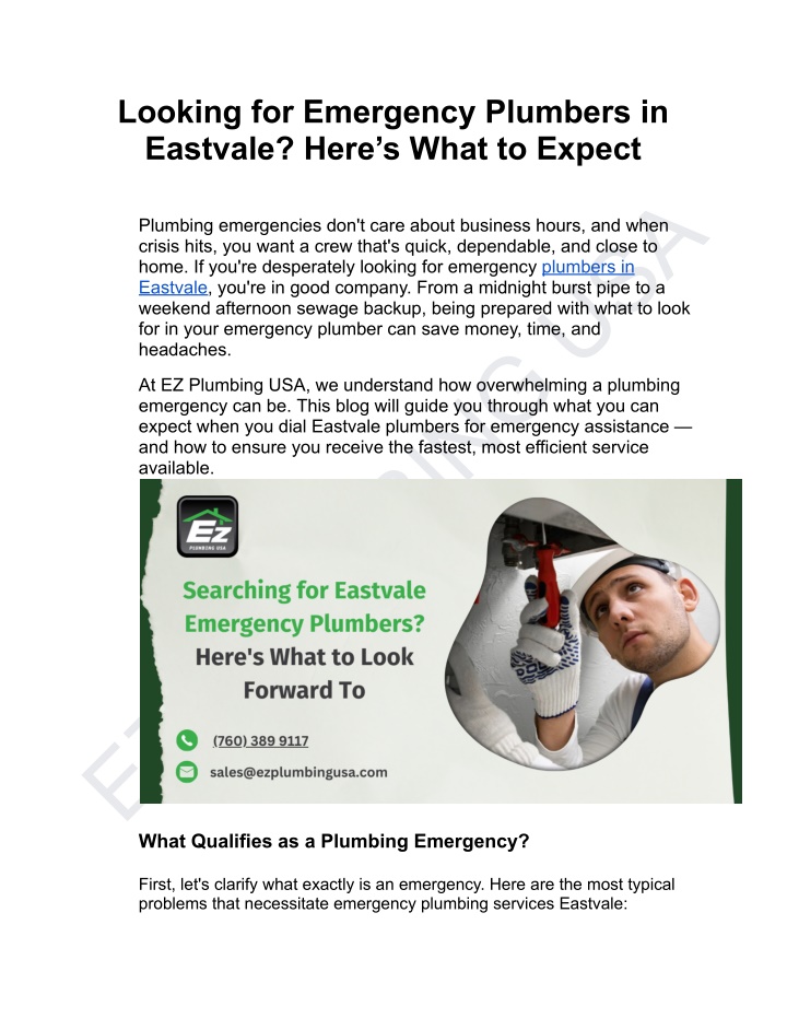 looking for emergency plumbers in eastvale here n.w