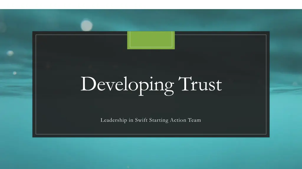 developing trust n.w