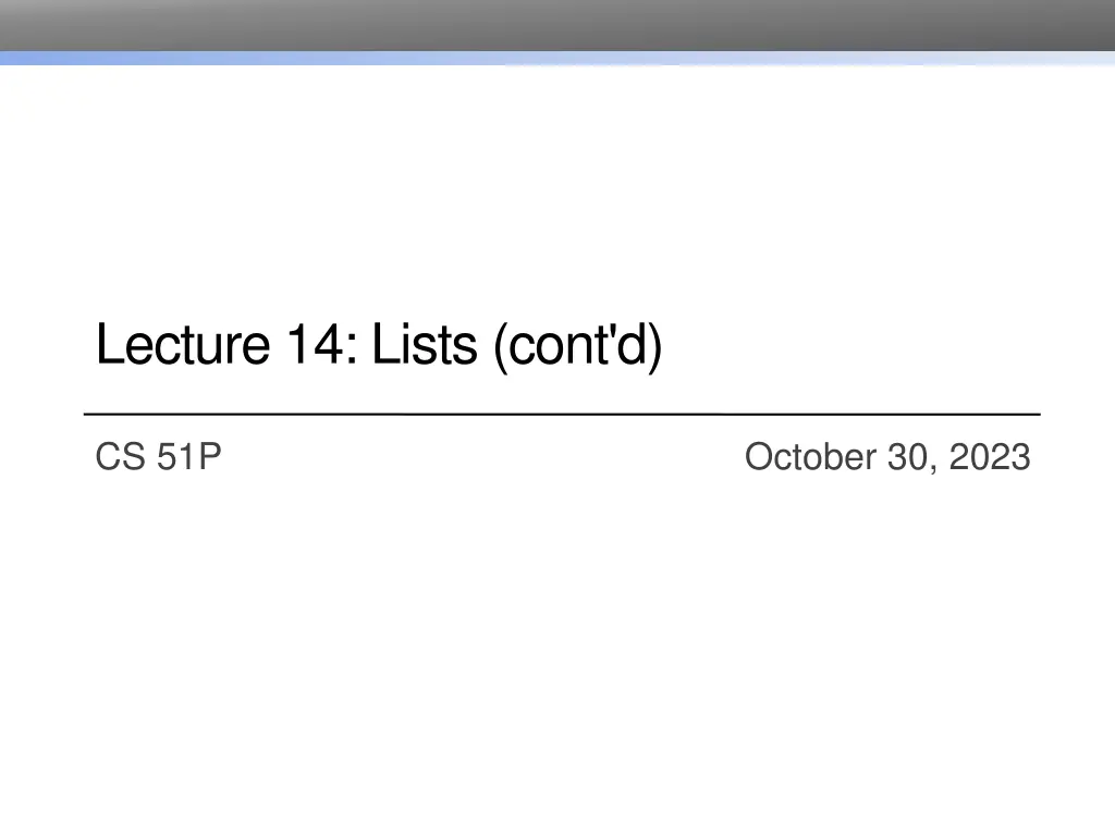 lecture 14 lists cont d n.w