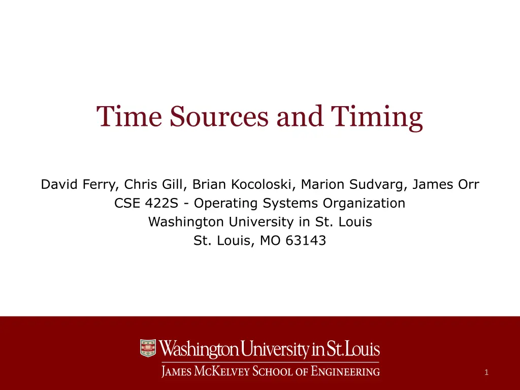 time sources and timing n.w
