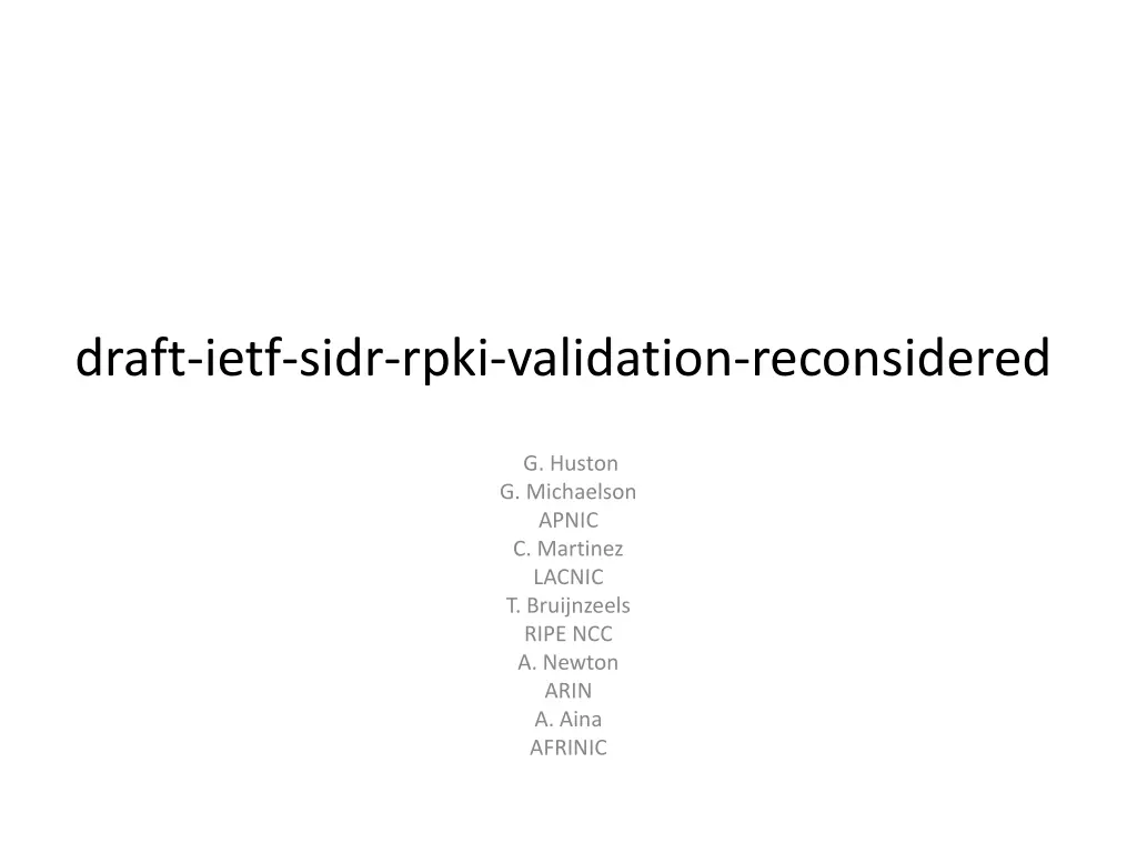 draft ietf sidr rpki validation reconsidered n.w