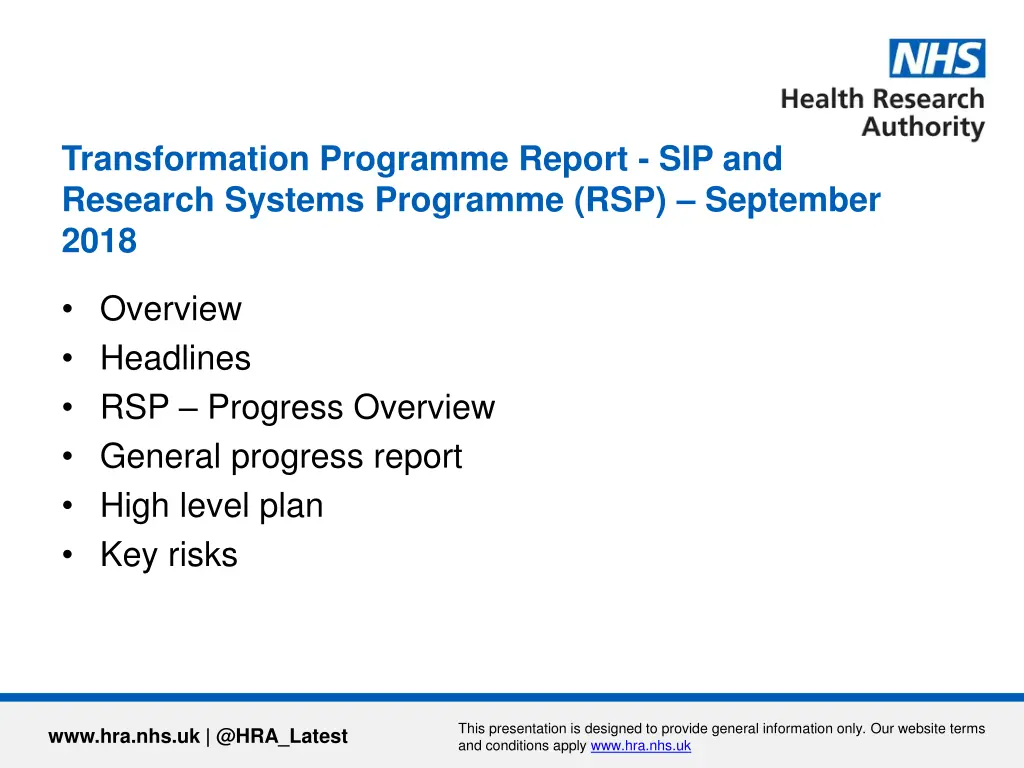 transformation programme report sip and research n.w