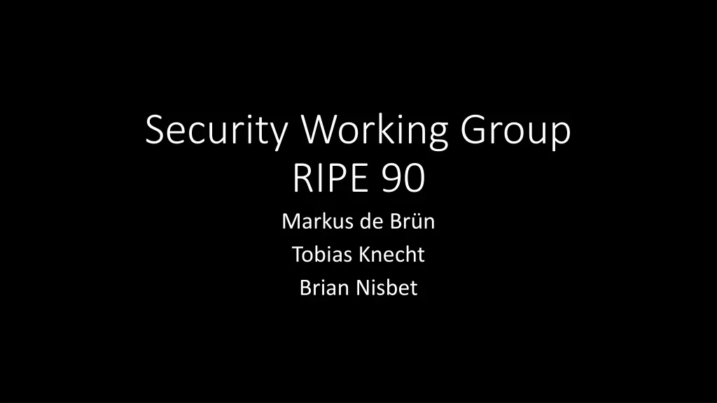 security working group ripe 90 markus n.w
