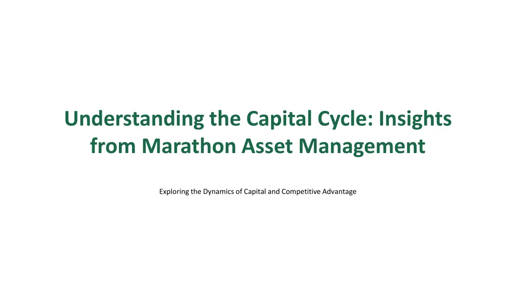 understanding the capital cycle insights from n.w
