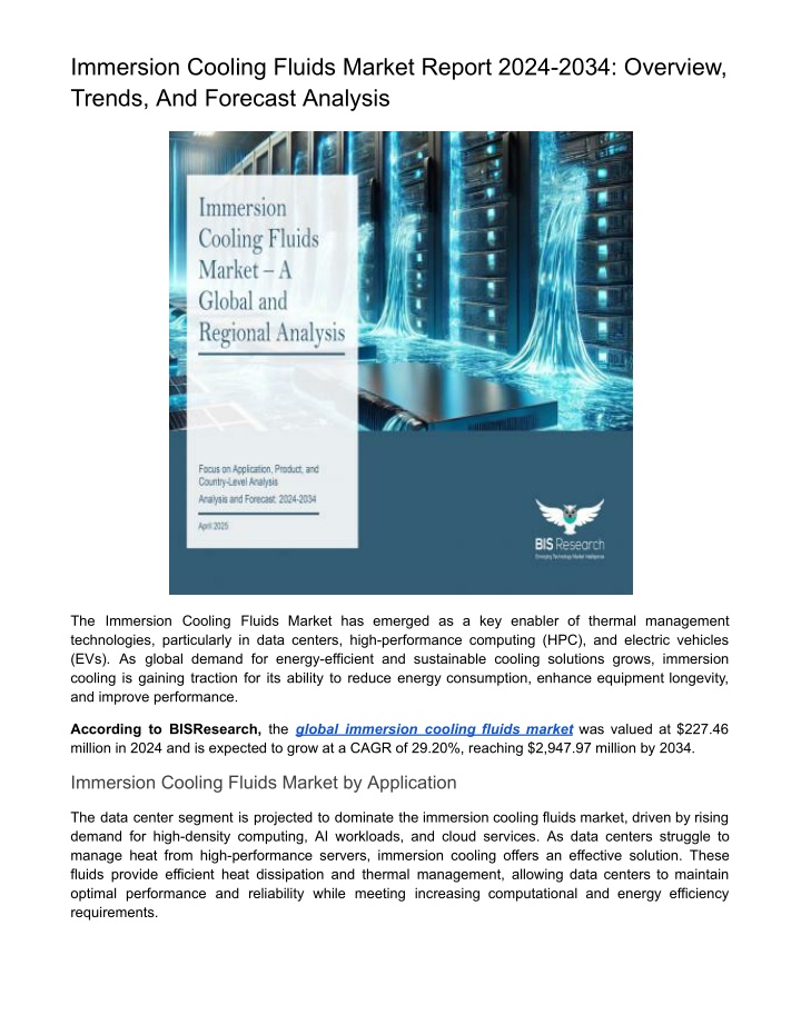 immersion cooling fluids market report 2024 2034 n.w