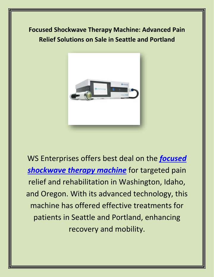 focused shockwave therapy machine advanced pain n.w