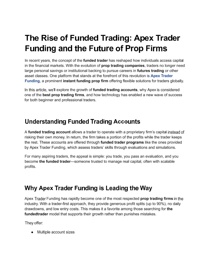 The Rise of Funded Trading: Apex Trader Funding and the Future of Prop Firms