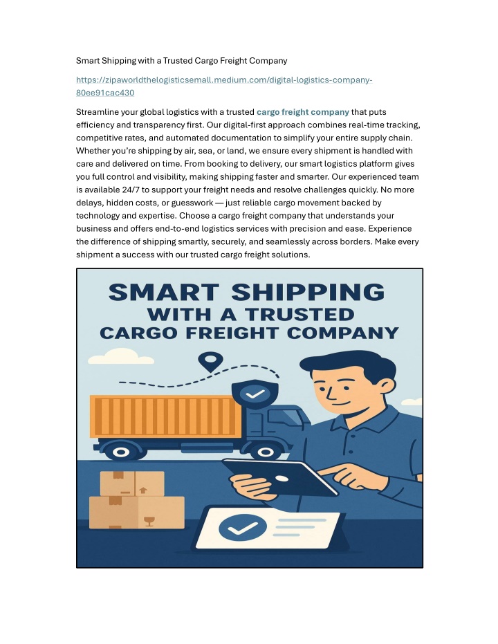 smart shipping with a trusted cargo freight n.w