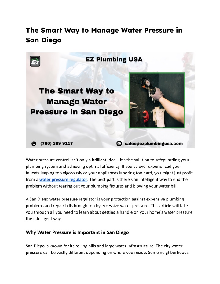 the smart way to manage water pressure n.w