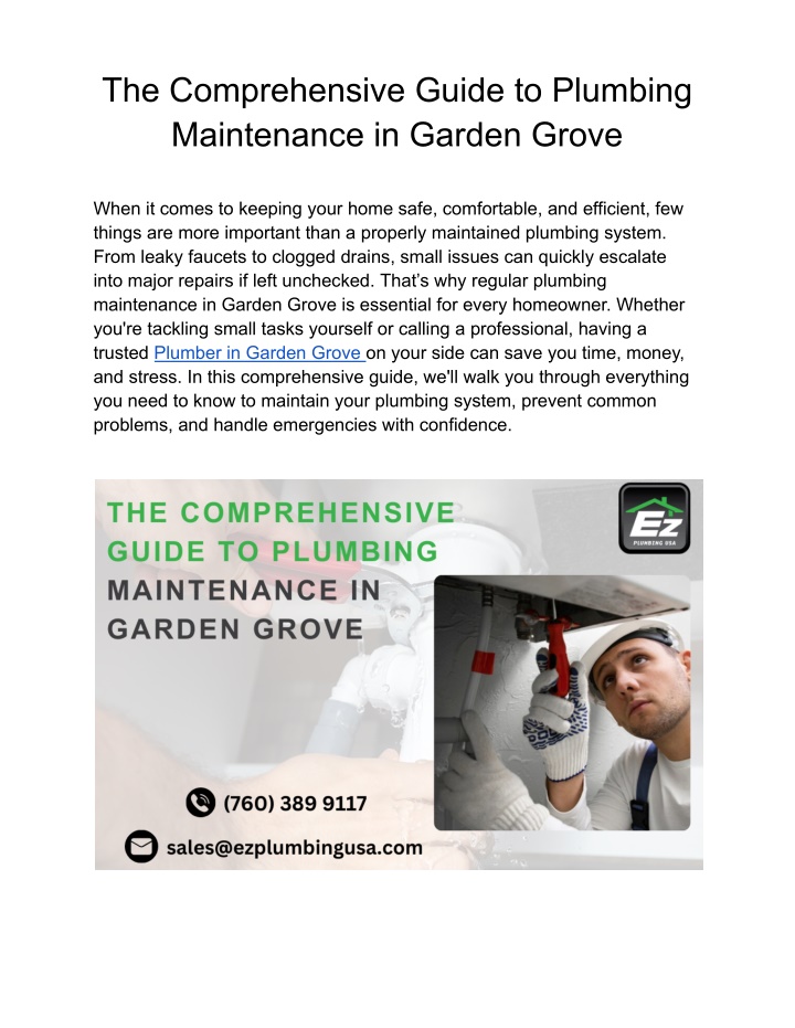 the comprehensive guide to plumbing maintenance n.w