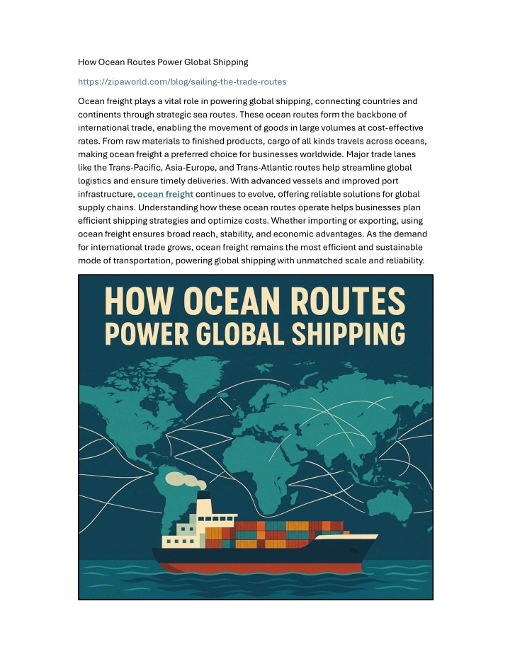 how ocean routes power global shipping n.w