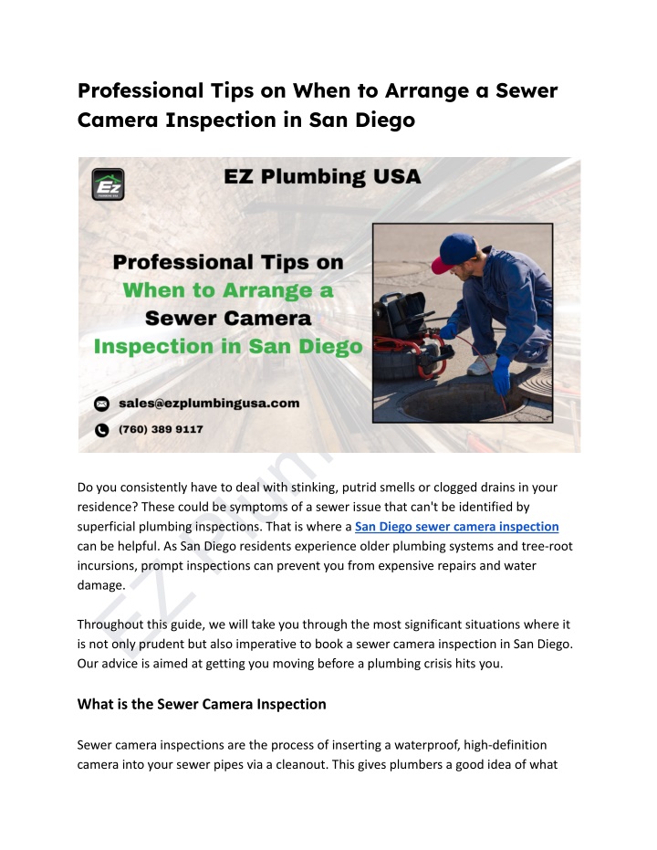 professional tips on when to arrange a sewer n.w