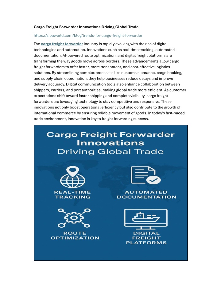 cargo freight forwarder innovations driving n.w