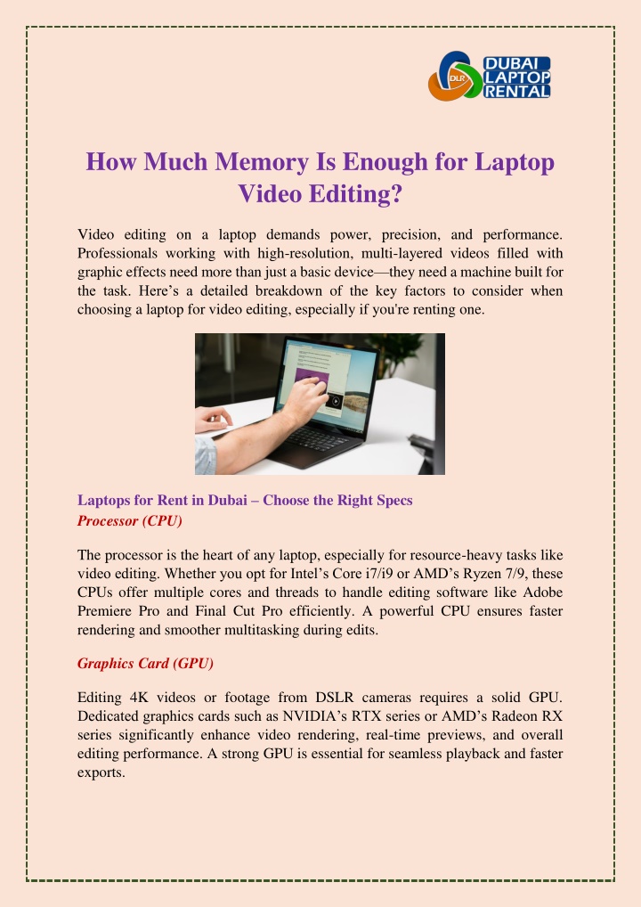 how much memory is enough for laptop video editing n.w