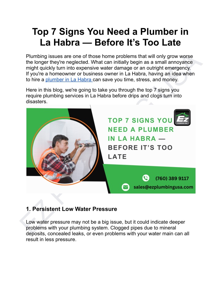 top 7 signs you need a plumber in la habra before n.w
